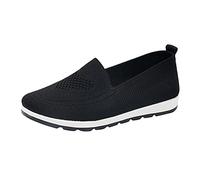 Woaikeyu Flache Damen-Sneaker, ohne Schnürsenkel, atmungsaktiv, Mesh, bequem, Laufschuhe, Sport, modisch, Fitness, Sneakers, Schwarz , 38 EU