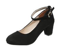Woaikeyu Mary Jane Damenschuhe mit hohen Absätzen, große Größe, Chunky, Plateauschuhe, Retro, flacher Mund, Lolita, Prinzessin, Schuhe, Zaumzeug, Bankettkleid, Schwarz, 34 EU