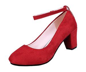 Woaikeyu Mary Jane Damenschuhe mit hohen Absätzen, große Größe, Chunky, Plateauschuhe, Retro, flacher Mund, Lolita, Prinzessin, Schuhe, Zaumzeug, Bankettkleid, rot, 39 EU
