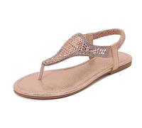 Woaikeyu Sandalen für Damen, Strandschuhe, lässig, große Größe, hohl, offener Zehenbereich, Boho, bequem, Damenschuhe, gold, 36 EU