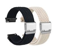 WOCCI 22mm Gewebtes Nylon Uhrenarmbänder für Damen und Herren, 2 Stück Ersatzarmbänder (Schwarz+Sternenlicht)