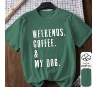 WOCHENENDEN. KAFFEE. MEIN HUND, Retro Sport Lunar New Year Grafik Kurzarm T-Shirt, 100% Baumwolle St. Patrick's Day