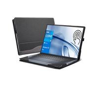 WODBAO Laptophülle für Dell Inspiron 7430 14 Plus Laptop 7420 7425 und Inspiron 14 Pro 5420 5430 5425 Full Cover Drop Protection Case 14 Zoll PU Leder Innentasche Cover (Dunkelgrau)