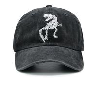 Wodeal Jungen Dino Hut, Vintage Washed Skeleton Dinosaurier Baseball Cap, Verstellbar für Kinder Alter 3-11 Jahre, Schwarz, Einheitsgröße