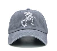 Wodeal Jungen Dino Hut, Vintage Washed Skeleton Dinosaurier Baseball Cap, Verstellbar für Kinder Alter 3-11 Jahre, GRAU, Einheitsgröße