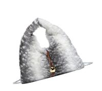 Woedpez Geräumige Tasche aus Kunstpelz für Damen, trendiges koreanisches Design, Schulter Crossbody Handtasche mit weichem Plüsch und Kettenriemen, flauschige Schultertasche für Damen