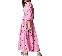 Woedpez Lässiges Sommer Maxikleid Für Damen 3/4-Ärmel Quadratischer Ausschnitt Gestuftes A Linien Kleid Böhmisches Fließendes Gesmoktes Blumenkleid Florales A Linien Kleid