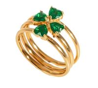 Woedpez Trendige, verstellbare, stapelbare Ringe mit Herz und vierblättrigem Symbol Zierliche, minimalistische Stapelringe für Sie, eleganter Liebesnadelring Schmuck