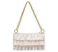 Woedpez Verstellbare Umhängetasche mit Kettenriemen und Rüschen für Damen, kleine Schultertasche, trendige Tote Handtasche, Abend Clutch, kleine Abend Clutch, Tote Handtasche