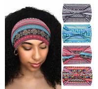 Woeoe Afrikanische Stirnb nder, geknotete Haarb nder, Yoga-Sport-Kopft cher, breites elastisches Kopftuch f r Frauen und M dchen (4er-Pack)