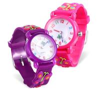 WOFASHPURET 2stücke Kinderuhren Cartoon Schmetterlinge Silikon Armband Quarzuhr Junge Mädchen Uhren Zeituhren Für Jungen Mädchen Geschenke Zum Kindertag Geburtstag Weihnachten