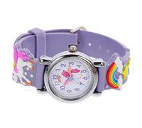 WOFASHPURET Einhorn Kinderuhr Mit Silikonarmband Für Mädchen Jungen Schüler Leichte Uhr Zum Zeitlernen Uhrzeitablesen Mit Cartoon Muster Armbanduhr Für Kleinkinder