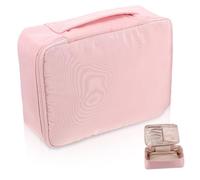 WOFASHPURET Extra Große Kosmetiktasche mit Henkel für Reisen Make Up Organizer Kulturbeutel Toilettenartikel Tasche Rosa