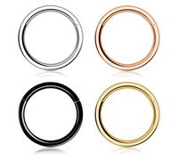 Woffoly Nasenring für Damen Herren, 316L Chirurgenstahl Sleeper Hoop Ohrringe Septum Clicker Klappring, hypoallergener Conch Lobe Piercing Daith Helix Schmuck (20G 6mm)