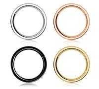 Woffoly Nasenring für Damen Herren, 316L Chirurgenstahl Sleeper Hoop Ohrringe Septum Clicker Klappring, hypoallergener Conch Lobe Piercing Daith Helix Schmuck (16G 8mm)