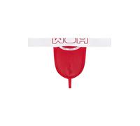 WOH Herren G-String - Sexy Fun, Basic Slip, Logo, Baumwoll-Stretch, einfarbig Rot XL
