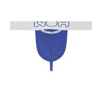 WOH Herren G-String - Sexy Fun, Basic Slip, Logo, Baumwoll-Stretch, einfarbig Blau M