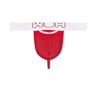 WOH Herren G-String - Sexy Fun, Basic Slip, Logo, Baumwoll-Stretch, einfarbig Rot S