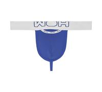 WOH Herren G-String - Sexy Fun, Basic Slip, Logo, Baumwoll-Stretch, einfarbig S Blau