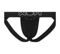 WOH Herren Jockstrap - Sexy Fun, Basic Slip, Logo, Baumwoll-Stretch, einfarbig Schwarz 2XL