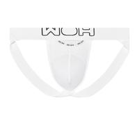 WOH Herren Jockstrap - Sexy Fun, Basic Slip, Logo, Baumwoll-Stretch, einfarbig Weiß 2XL