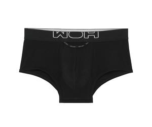WOH Herren Trunk - Sexy Fun, Basic Shorts, Logo, Baumwoll-Stretch, einfarbig S Schwarz