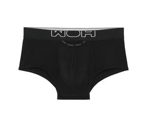 WOH Herren Trunk - Sexy Fun, Basic Shorts, Logo, Baumwoll-Stretch, einfarbig Schwarz 2XL