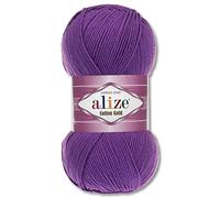 Wohnkult Alize 100 g Cotton Gold Premium Wolle in 59 Sommerwolle Garn Stricken Amigurumi (44 | Violett)