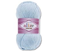 Wohnkult Alize 100 g Cotton Gold Premium Wolle in 59 Sommerwolle Garn Stricken Amigurumi (513 | Kristallblau)