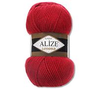 Wohnkult Alize 100 g Lanagold Premium Wolle 51 Auswahl Mützen Decken Kleidung Accesoire (56 | Rot)