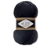 Wohnkult Alize 100 g Lanagold PREMIUM Wolle 51 Auswahl Mützen Decken Kleidung Accesoire (60 | Schwarz)