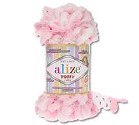 Wohnkult Alize 100 g Puffy Color Premium Wolle 26 Farbkombinationen Chenille Handarbeit Häkeln und Stricken OHNE Hilfsmittel (5863)