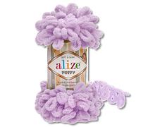 Wohnkult Alize 100 g Puffy Wolle in 62 Auswahl Schlaufenwolle Stricken und Häkeln ohne Hilfsmittel (27 | Helllila)