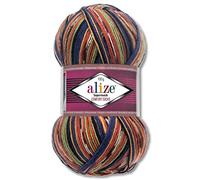 Wohnkult Alize 100 g Superwash Comfort Sockenwolle 33 Farben zur Auswahl EIN-/Mehrfarbig (2701)