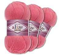 Wohnkult Alize 3 x 100 g Cotton Gold Premium Wolle 59 Farben Sommerwolle Garn Stricken Amigurumi Ganzjahreswolle (33 | Candypink)