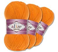 Wohnkult Alize 3 x 100 g Cotton Gold Premium Wolle 59 Farben Sommerwolle Garn Stricken Amigurumi Ganzjahreswolle (83 | Kürbis)