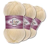 Wohnkult Alize 3 x 100 g Cotton Gold Premium Wolle 59 Farben Sommerwolle Garn Stricken Amigurumi Ganzjahreswolle (458 | Natur)