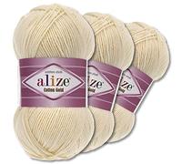 Wohnkult Alize 3 x 100 g Cotton Gold Premium Wolle 59 Farben Sommerwolle Garn Stricken Amigurumi Ganzjahreswolle (01 | Creme)