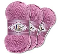 Wohnkult Alize 3 x 100 g Cotton Gold Premium Wolle 59 Farben Sommerwolle Garn Stricken Amigurumi Ganzjahreswolle (98 | Rosa)