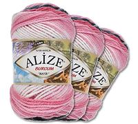 Wohnkult Alize 3 x 100g Burcum Batik Premium Wolle 100% Acryl 29 Farben Farbverlauf Akzente (1602)