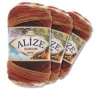Wohnkult Alize 3 x 100g Burcum Batik Premium Wolle 100% Acryl 29 Farben Farbverlauf Akzente (2626)