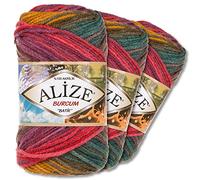 Wohnkult Alize 3 x 100g Burcum Batik Premium Wolle 100% Acryl 29 Farben Farbverlauf Akzente (3368)
