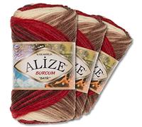 Wohnkult Alize 3 x 100g Burcum Batik Premium Wolle 100% Acryl 29 Farben Farbverlauf Akzente (4574)