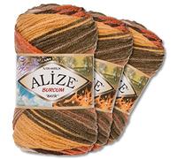 Wohnkult Alize 3 x 100g Burcum Batik Premium Wolle 100% Acryl 29 Farben Farbverlauf Akzente (6060)