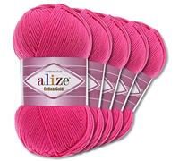 Wohnkult Alize 5 x 100 g Cotton Gold Premium Wolle| 39 Farben Sommerwolle Garn Stricken Amigurumi (149 | Fuchsia)