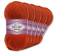 Wohnkult Alize 5 x 100 g Cotton Gold Premium Wolle| 39 Farben Sommerwolle Garn Stricken Amigurumi (36 | Terracotta)