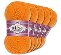 Wohnkult Alize 5 x 100 g Cotton Gold Premium Wolle| 39 Farben Sommerwolle Garn Stricken Amigurumi (83 | Kürbis)