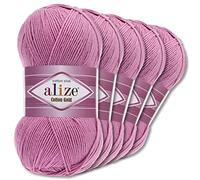 Wohnkult Alize 5 x 100 g Cotton Gold Premium Wolle| 39 Farben Sommerwolle Garn Stricken Amigurumi (98 | Rosa)