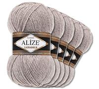 Wohnkult Alize 5 x 100 g Lanagold Wolle | 53 Auswahl | Stricken Häkeln Wolle (207 | Hellbraun Melange)
