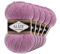 Alize 5 x 100 g Lanagold Wolle | 53 Auswahl | Stricken Häkeln Wolle (28 | Rose)